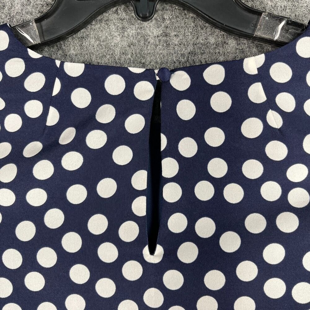 J Crew Polka Dot Shirt Dress Womens 00 Blue Lined Business Casual Cottage Chic - Picture 8 of 12
